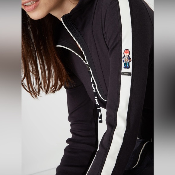 Marc Cain Sport Knit Dress with full zip in navy blue with plaid - Picture 8 of 9